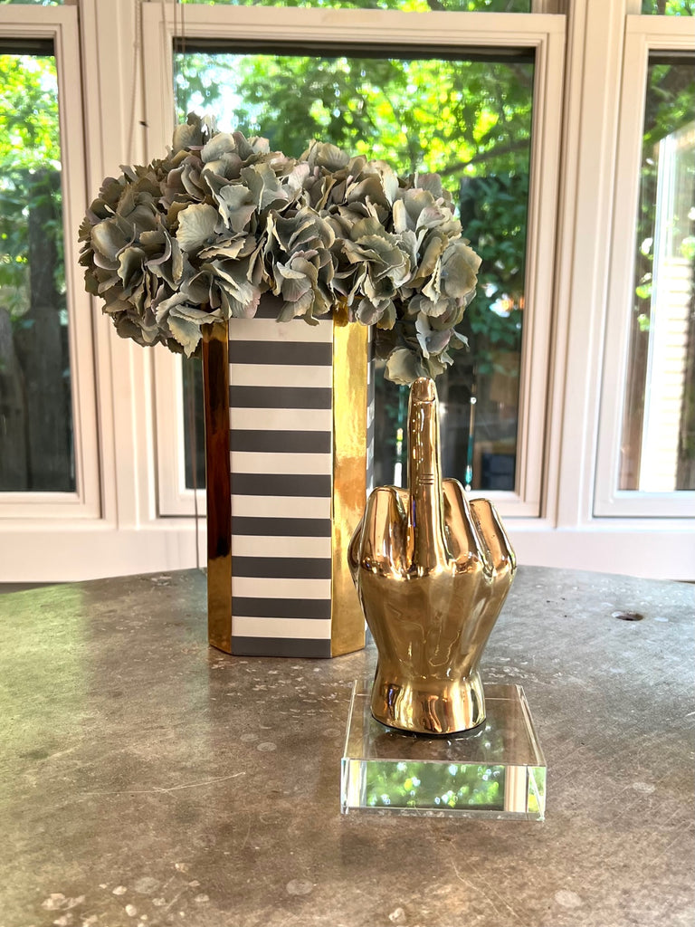 The Finger Hand Sign Sculpture in Brass