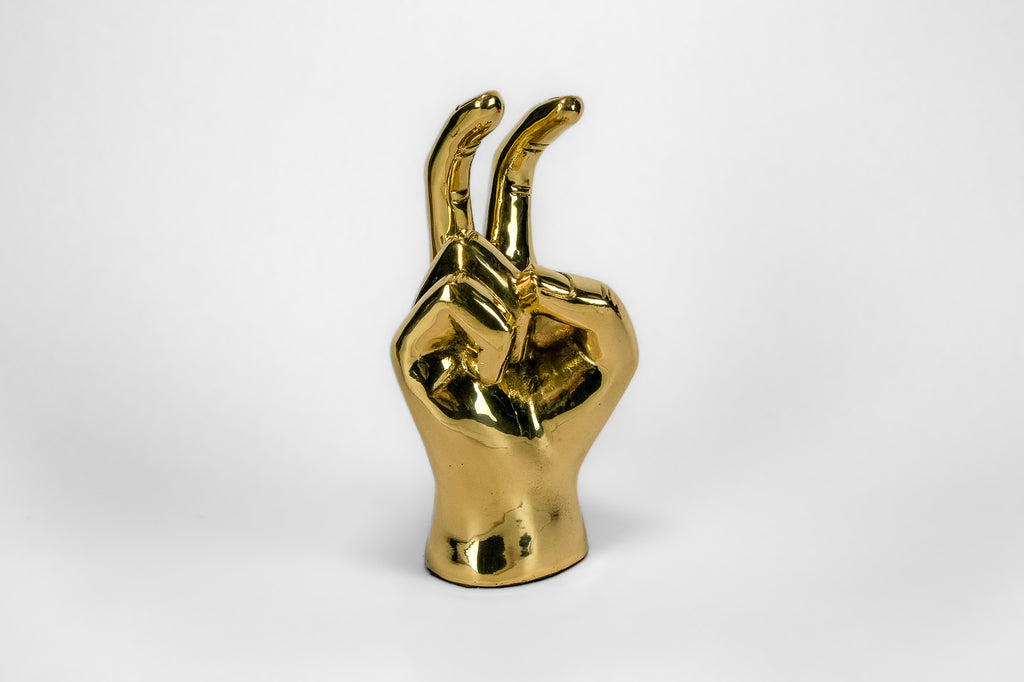 Pony Ears or Mustang Ears Hand Sign Sculpture in Brass