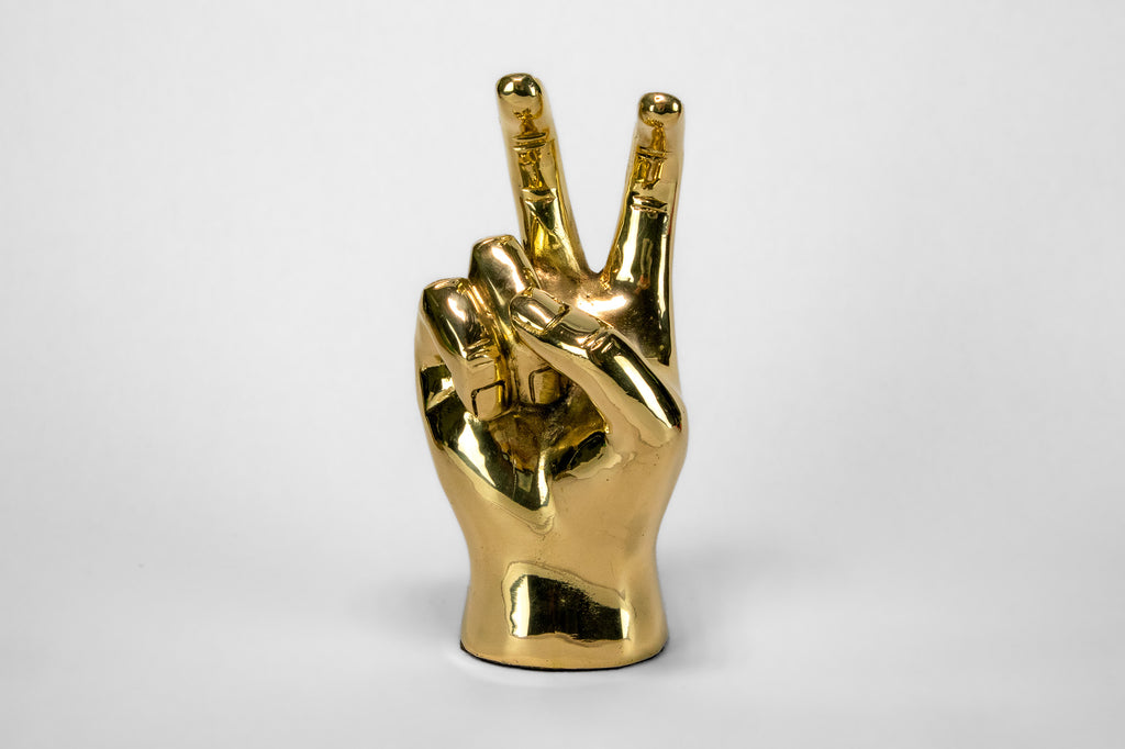 Pony Ears or Mustang Ears Hand Sign Sculpture in Brass