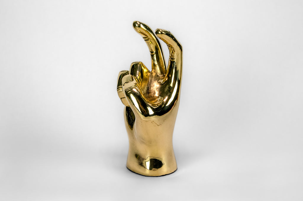 Pony Ears or Mustang Ears Hand Sign Sculpture in Brass