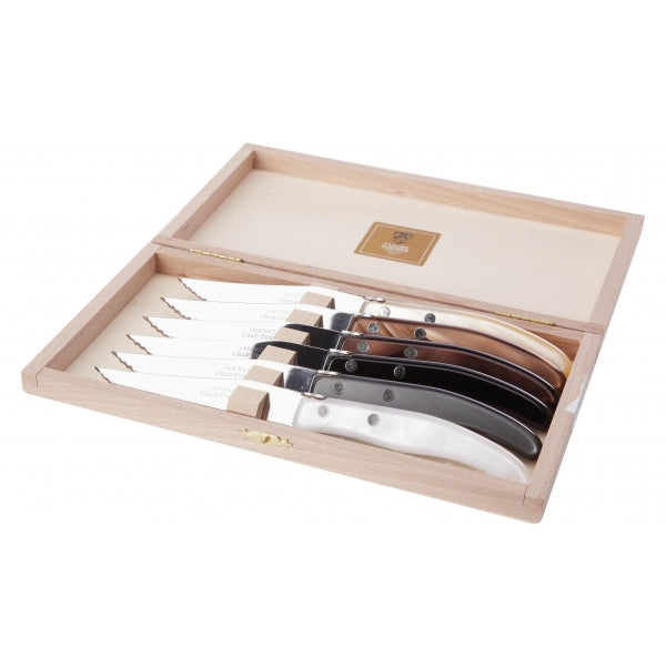 Berlingot Steak Knives, Set of 6, in Grey/Brown Mix (08)