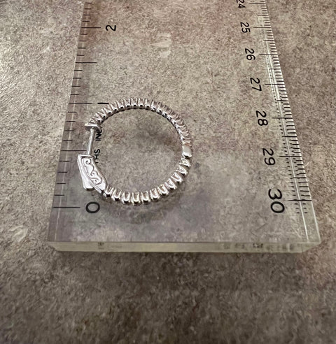 Cubic Zirconia and Sterling Silver Hoop Earrings in 1" Diameter