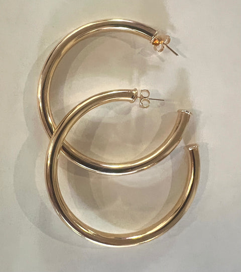 Chunky Tube Hoop Earrings in 2" Diameter