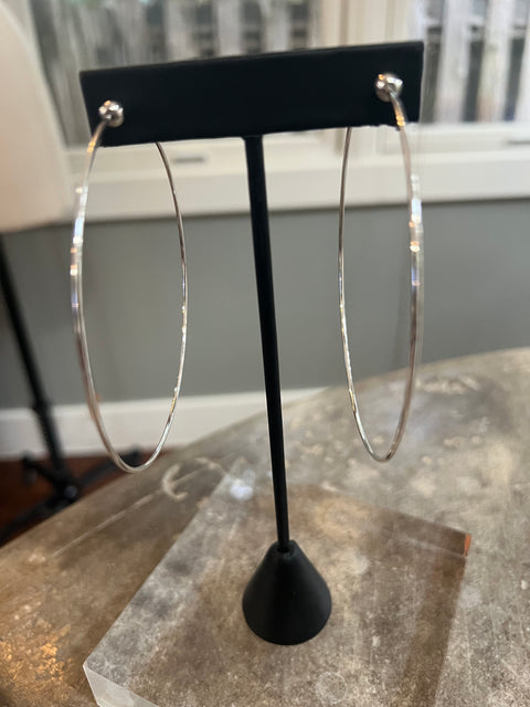 Icon Hoops in Silver/Silver Finish in Large (Approx. 3" in Diameter)