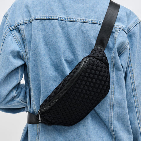 Woven Neoprene Belt Bag in Black