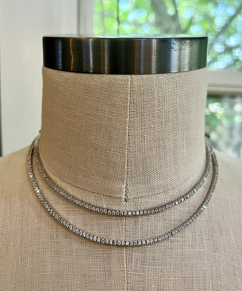 Square Bezel-Set Tennis Necklace (2mm)
