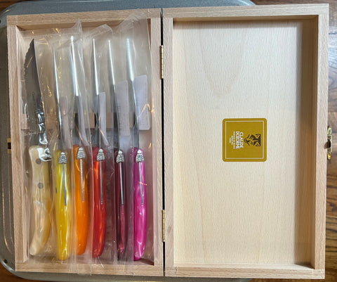 Berlingot Laguiole Steak Knives, Set of 6, in Custom Hot Mix