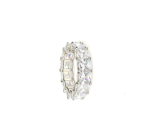 Sterling Silver and CZ "Diamond" Band Ring, Square Cut