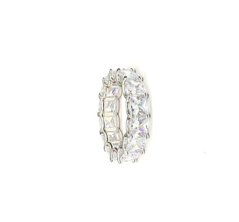 Sterling Silver and CZ "Diamond" Band Ring, Square Cut