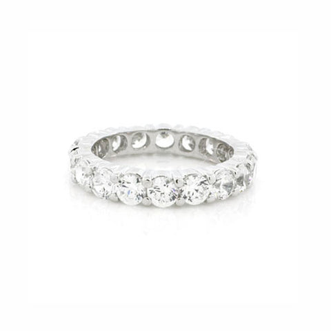 Sterling Silver and CZ "Diamond" Band Ring, Round Cut