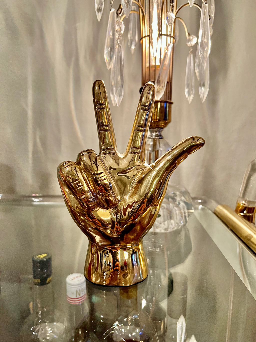 Vanderbilt "Anchor Down" Hand Sign Sculpture in Brass
