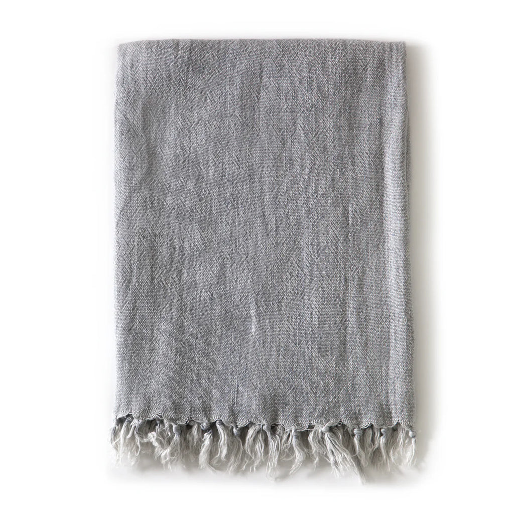 Pom Pom at Home Montauk Linen Throw Blanket in Ocean