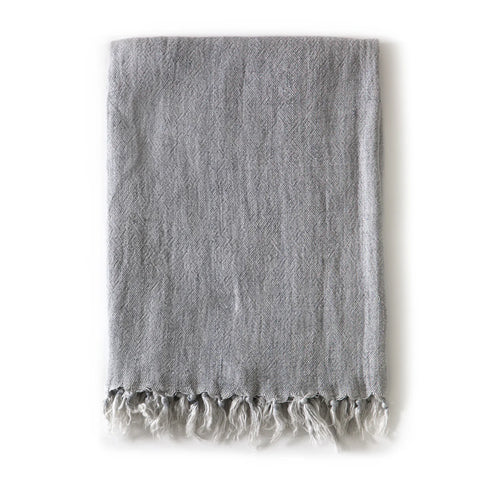 Pom Pom at Home Montauk Linen Throw Blanket in Ocean