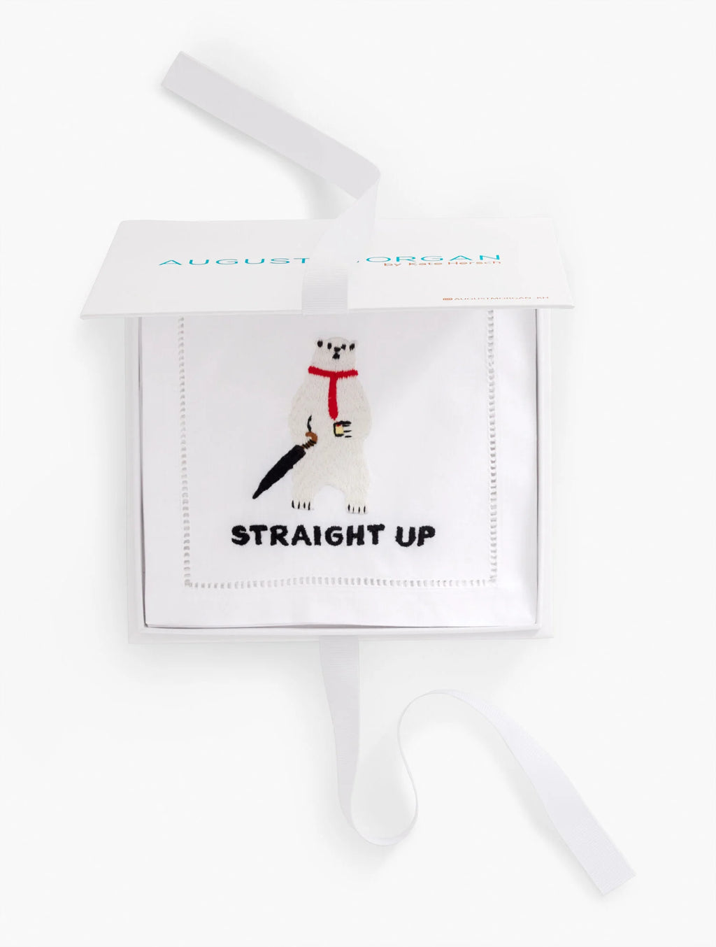 August Morgan Cocktail Napkin Set of 4 - Straight Up (White Polar Bear)
