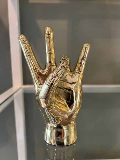 V. O. L. Hand Sign Sculpture in Brass