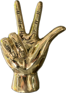 “W” or “UV” or “VU” Hand Sign Sculpture in Brass