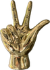 “W” or “UV” or “VU” Hand Sign Sculpture in Brass