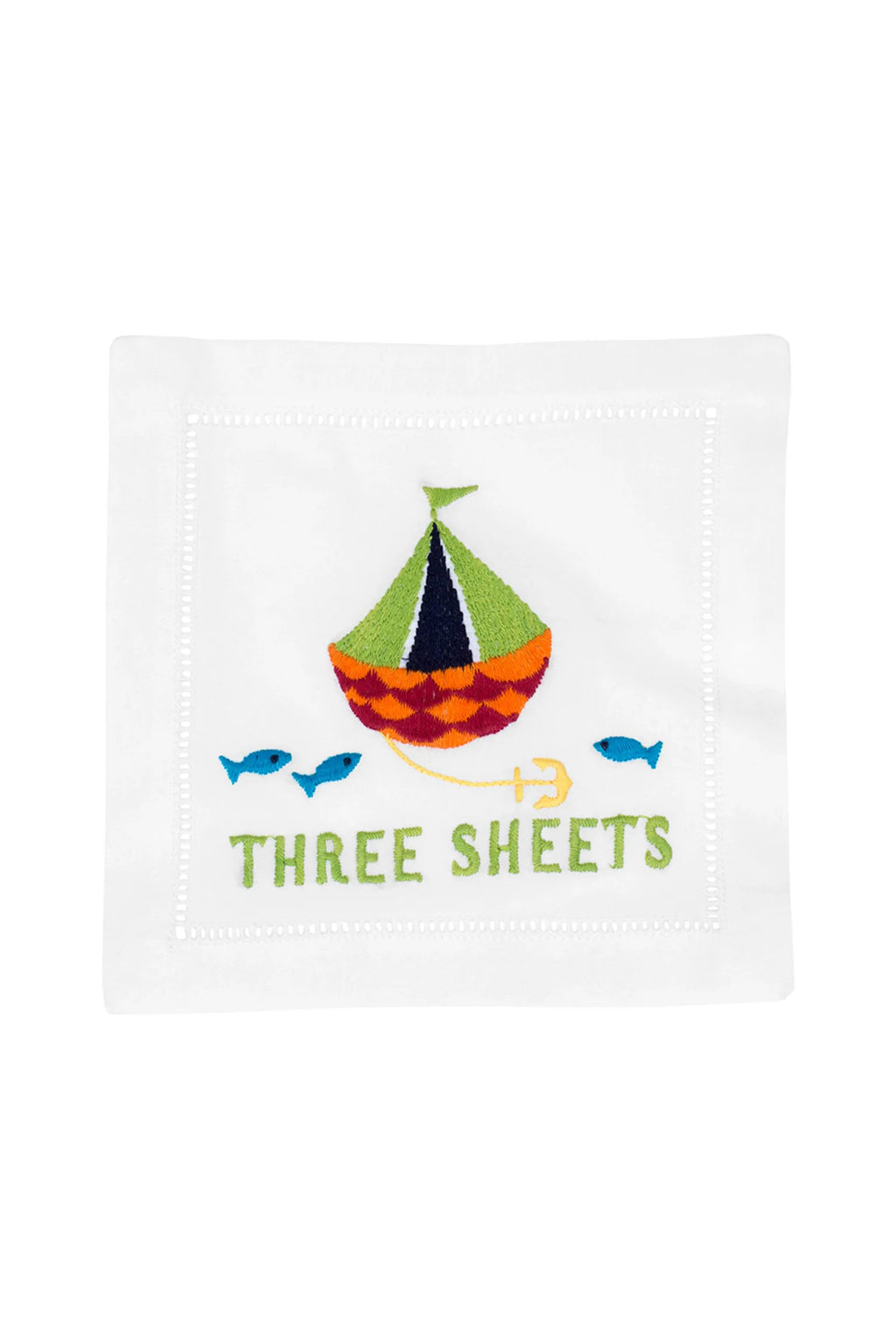 August Morgan Cocktail Napkin Set of 4 - Three Sheets (Colorful Sailboat)