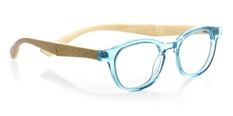 Bamboo Bitty (Style 864) Readers in Clear Turquoise Front with Bamboo Temples (16)