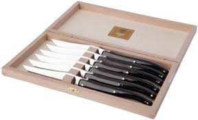 Berlingot Laguiole Steak Knives, Set of 6, in Black (90)