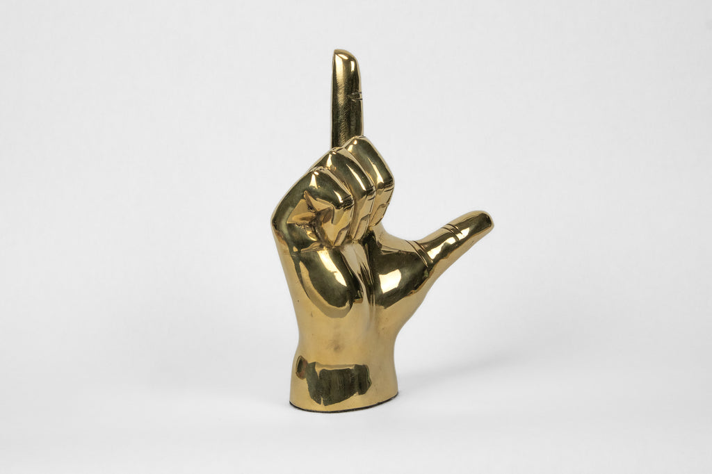 L for LSU Hand Sign Sculpture in Brass – PRIZE