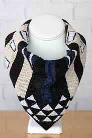 Black and Blue Beaded Scarf Necklace